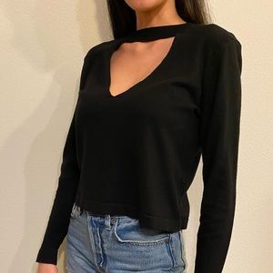 Black cut neck sweater